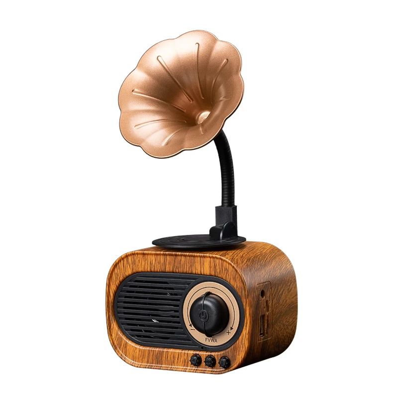Retro Wooden Bluetooth Speaker with FM & TF Playback
