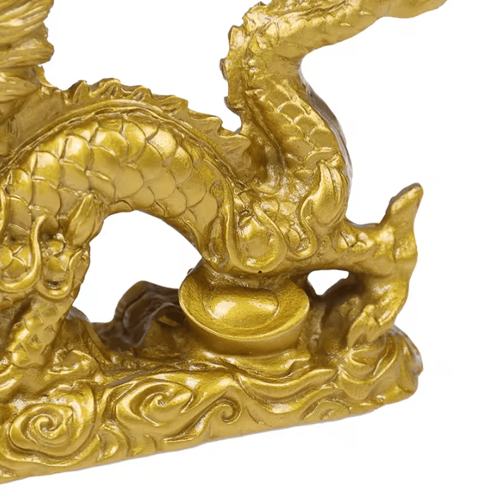 Lucky Golden Dragon Statue Figurine – Chinese Zodiac Feng Shui Dragon Decor