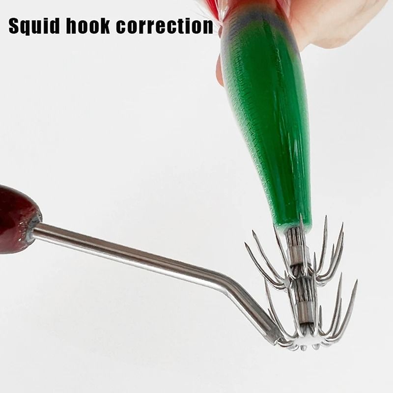 Stainless Steel Squid Jig Hook Adjuster Tool with Wooden Handle