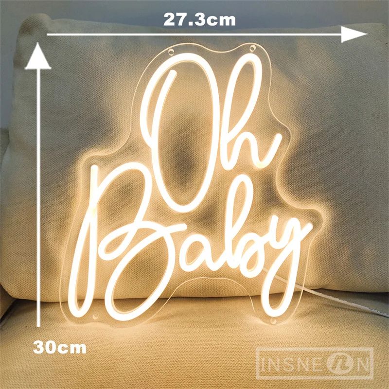 Oh Baby Personalized LED Neon Sign – Custom Baby Shower Wall Decor Light for Nursery, Kids Bedroom, Photo Backdrop