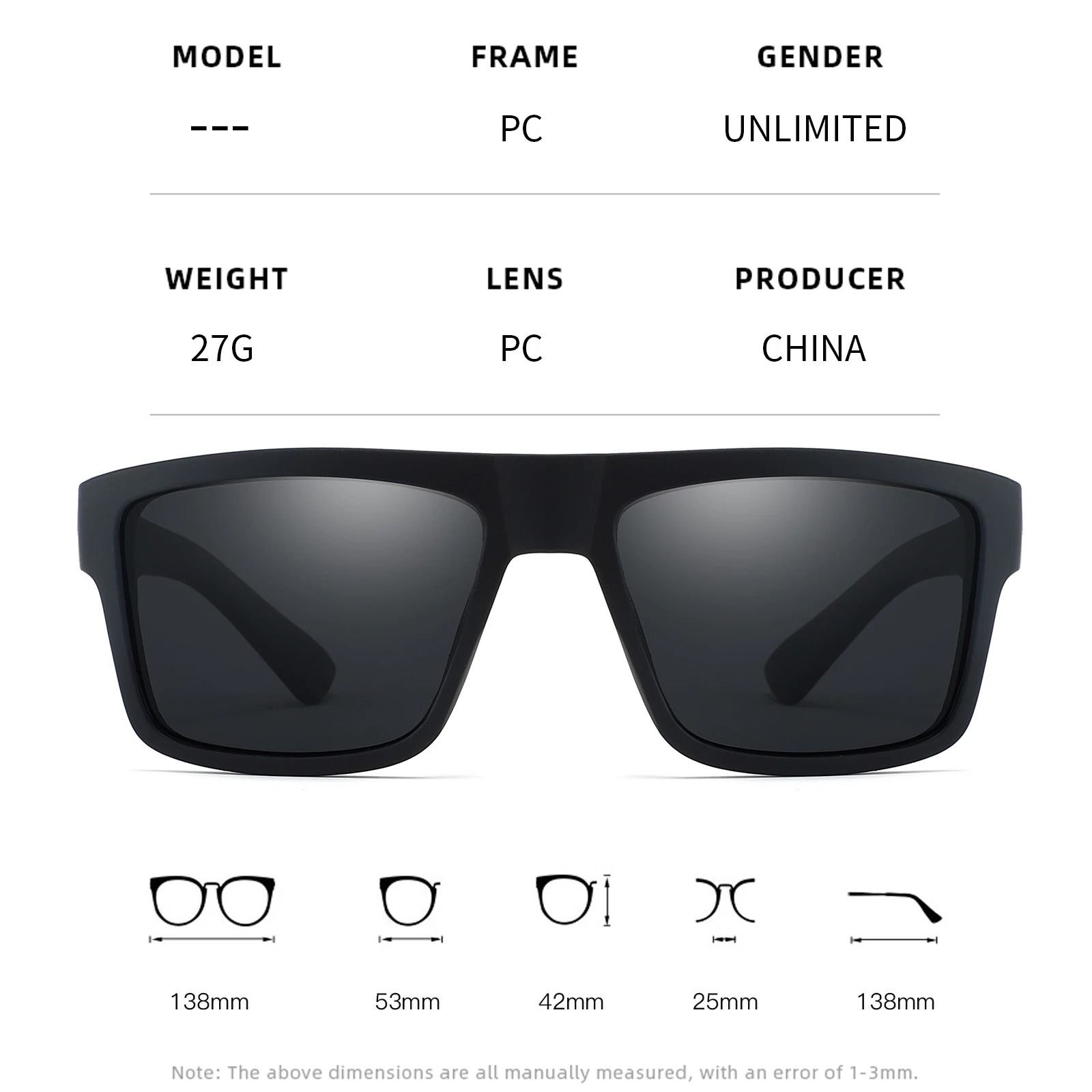 Classic Polarized Square Sunglasses for Men and Women