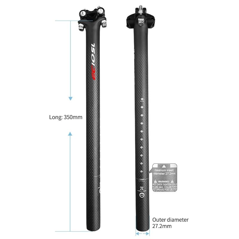 Matte Carbon Bicycle Seatpost 3K 272 308 316 x 350 400 mm