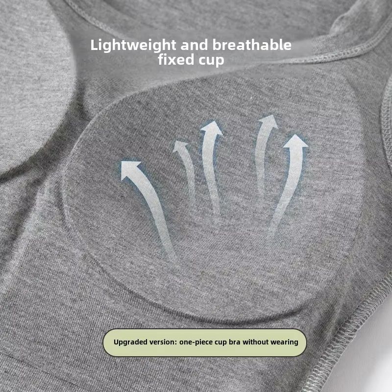 Seamless Built-In Bra Tank Top for Women – Breathable Summer Workout Vest & Sleeveless Shirt