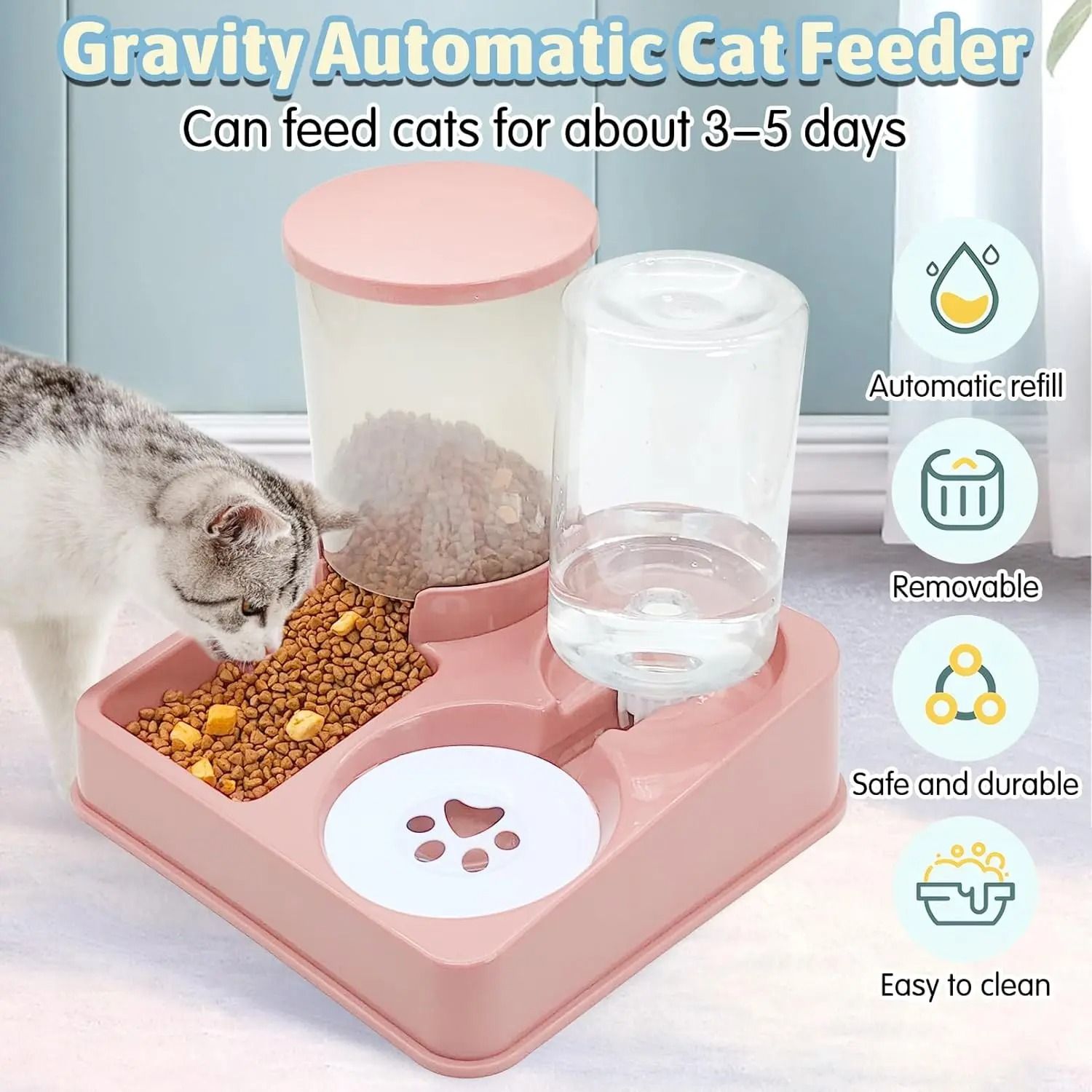 2-in-1 Gravity Pet Feeder & Waterer Station