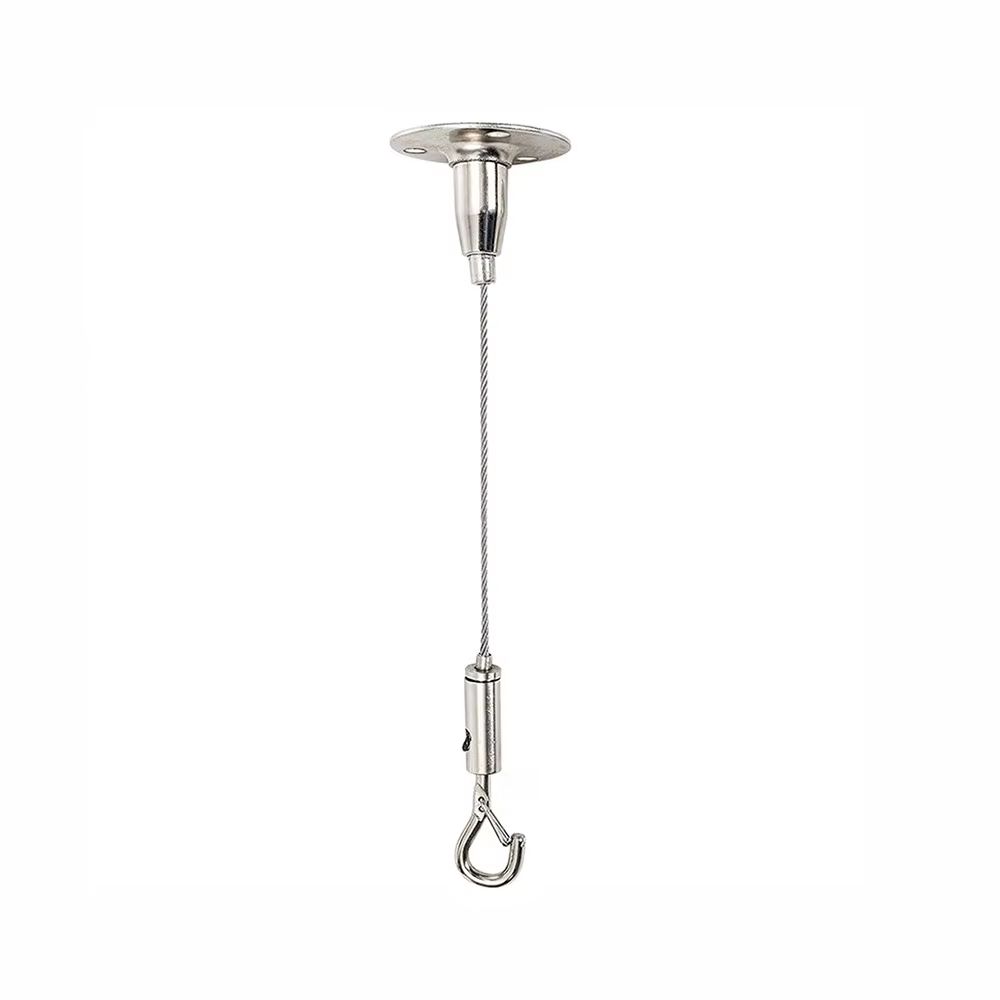 Adjustable Stainless Steel Suspension Wire Rope Lanyard Kit 1.6–6.6ft Retractable Locking Cable