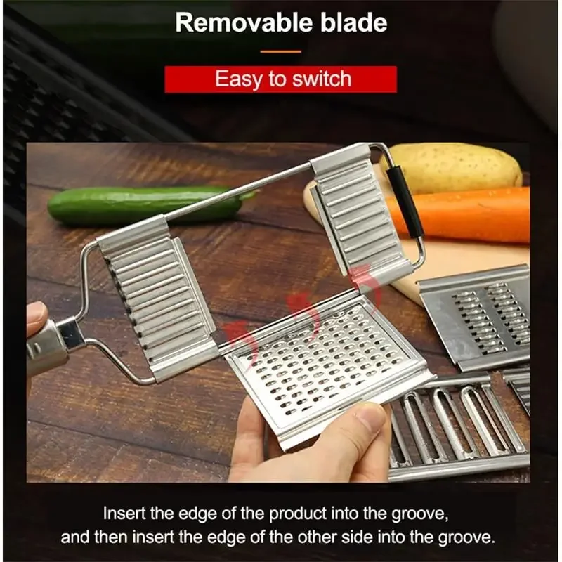 Stainless Steel Vegetable Slicer & Shredder Set Manual Multi-Purpose Grater for Carrots, Potatoes, Fruits, and More