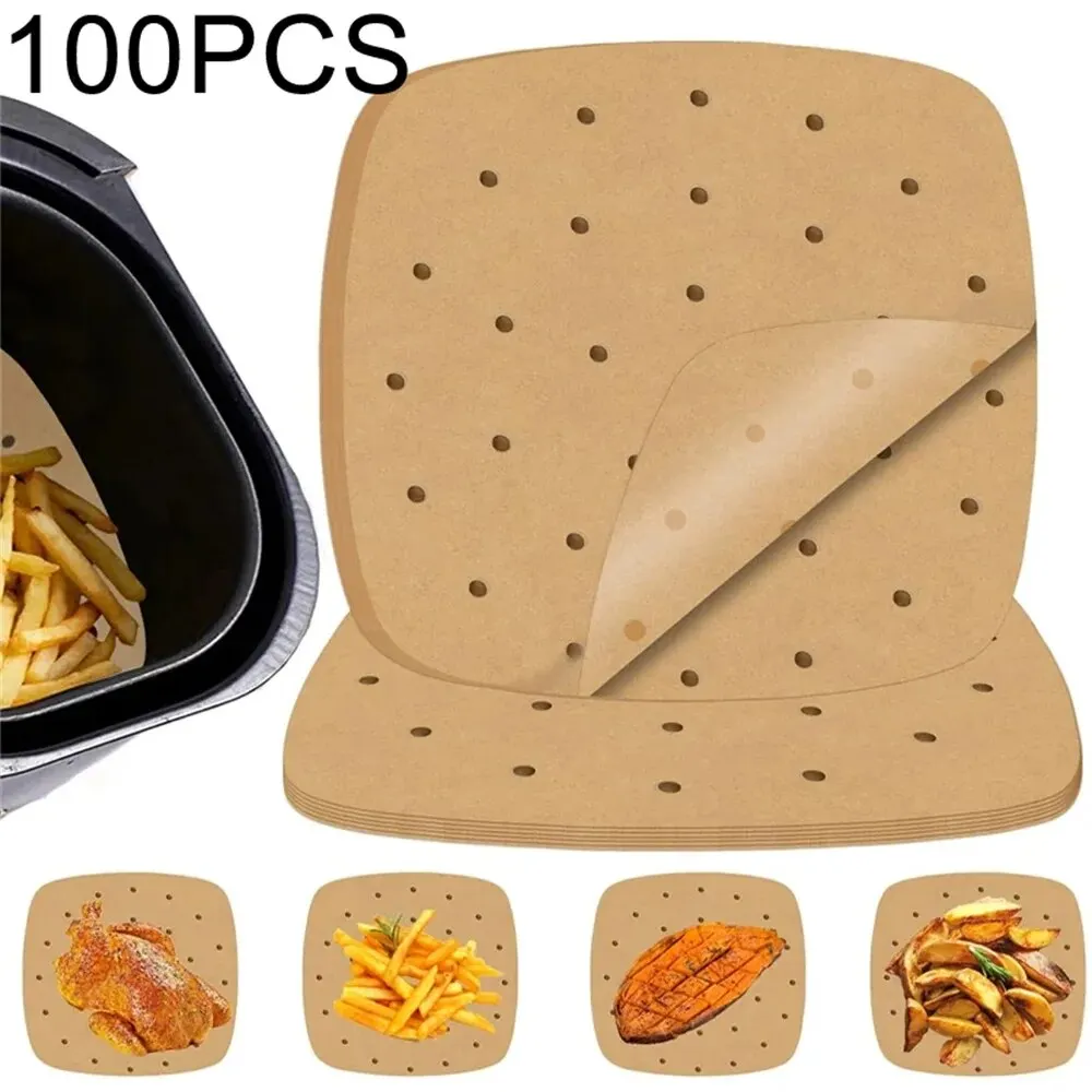 Air Fryer Paper Disposable Steamer Liners, Non-Stick Baking Papers for Kitchen, Oil-Absorbing Steaming Mat