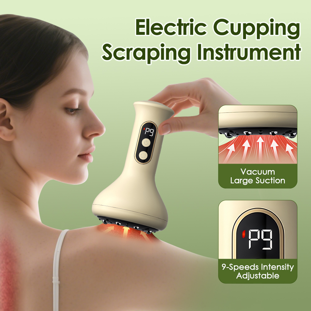 Handheld USB Rechargeable Abdominal Massager, Hot Compress, Guasha Cupping Intensity, Arm and Leg Massage