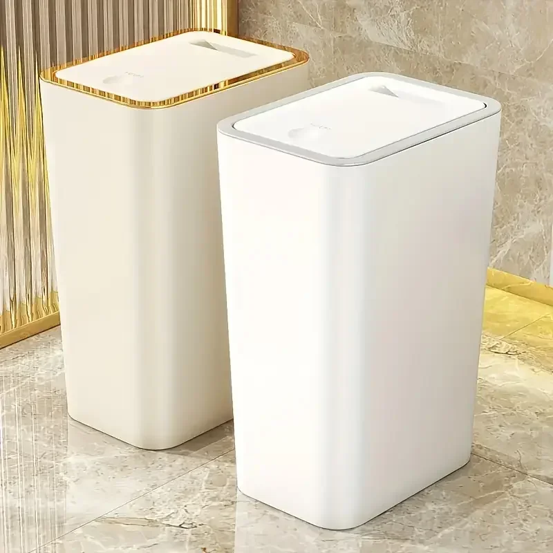 Durable Plastic Bin, Space-Saving Pet-Resistant Trash Can Odor-Proof for Bathroom Kitchen Use