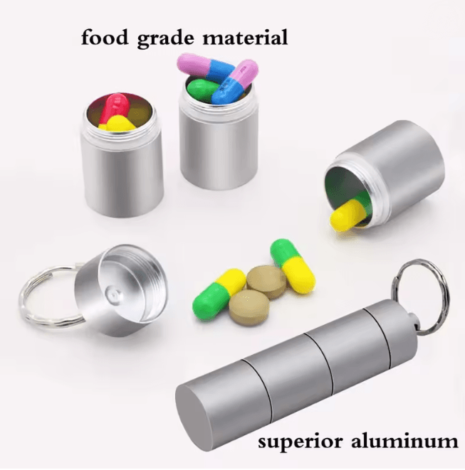 Mini Waterproof Aluminum Pill Organizer Portable Travel Case