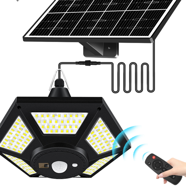 Solar Pendant Light,LED Solar Lamp for Indoor, Outdoor, with Remote Control, Waterproof Light for Barn