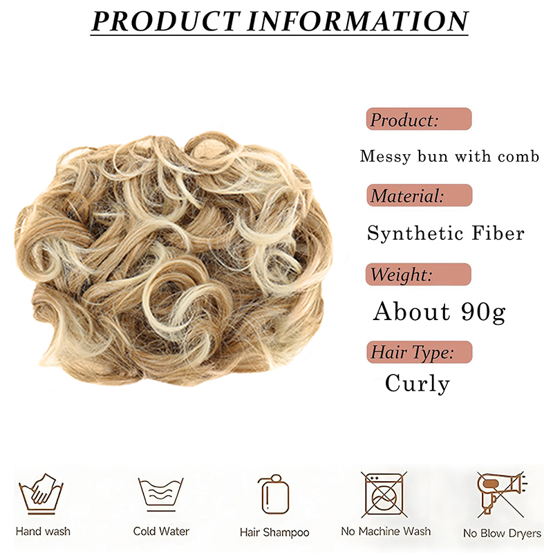 Synthetic Hair Combs Clip in Ponytail, Short Scrunchie Chignon, Messy Curly Dish Hair Bun