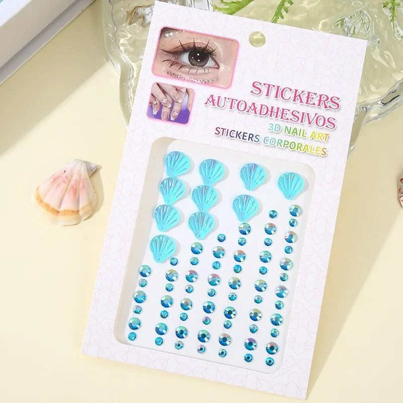 MermaidGlow Mermaid Face Gems 3D Crystal Face Gem Stickers Shell Diamond Body Art