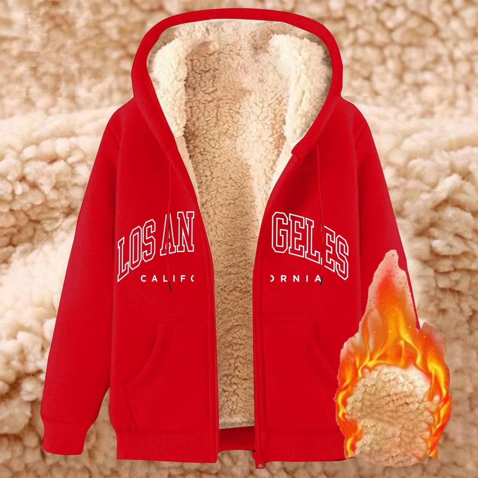 Womens Fleece Lined Zip Up Hoodie with Pockets