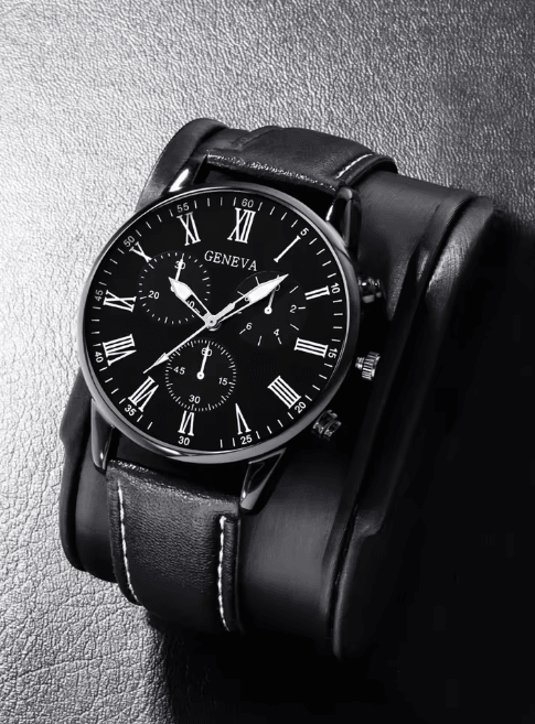 Couple Leather Quartz Watch Set Simple Casual Dial