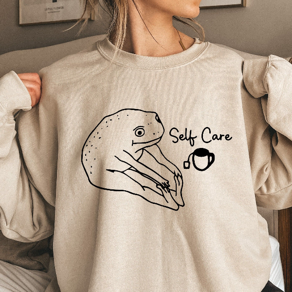 Funny Frog Self Care Shirt, Funny Frog Self Care Retro Sweatshirt, Funny Shirt, Birthday Gift For Her