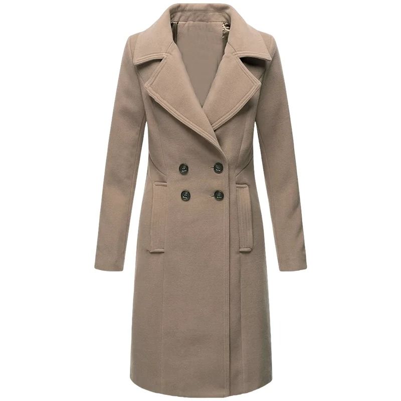 Double-Breasted Winter Wool Blend Lined Coat