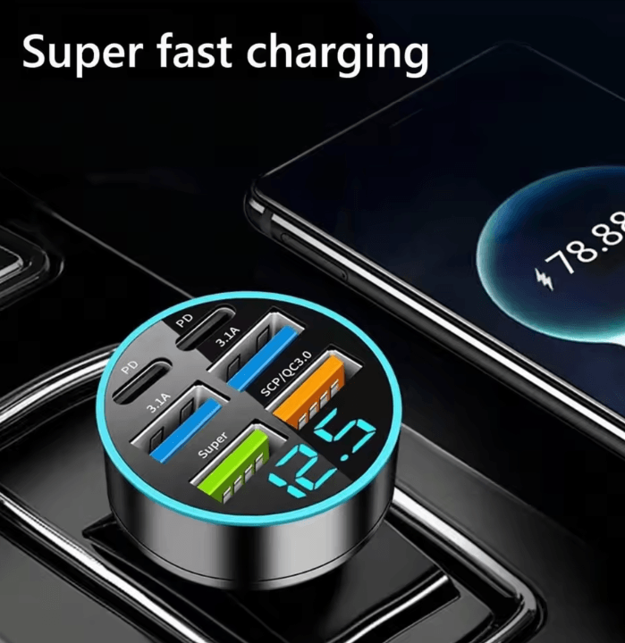 250W High-Speed USB Car Charger with PD & QC3.0 Fast Charge