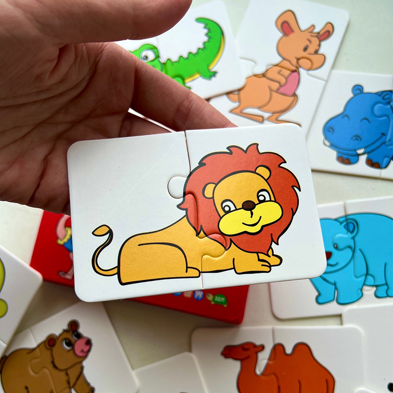 Educational Puzzle Toy for Kids, Matching Card Game, Baby Cognitive Fruit Animal Learning Montessori Puzzle