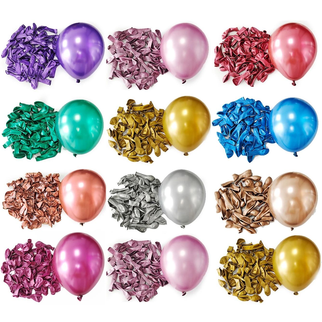 10-Piece 10-Inch Metallic Chrome Latex Balloons