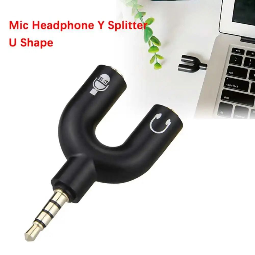 U-Shaped 3.5mm Stereo Audio and Microphone Splitter