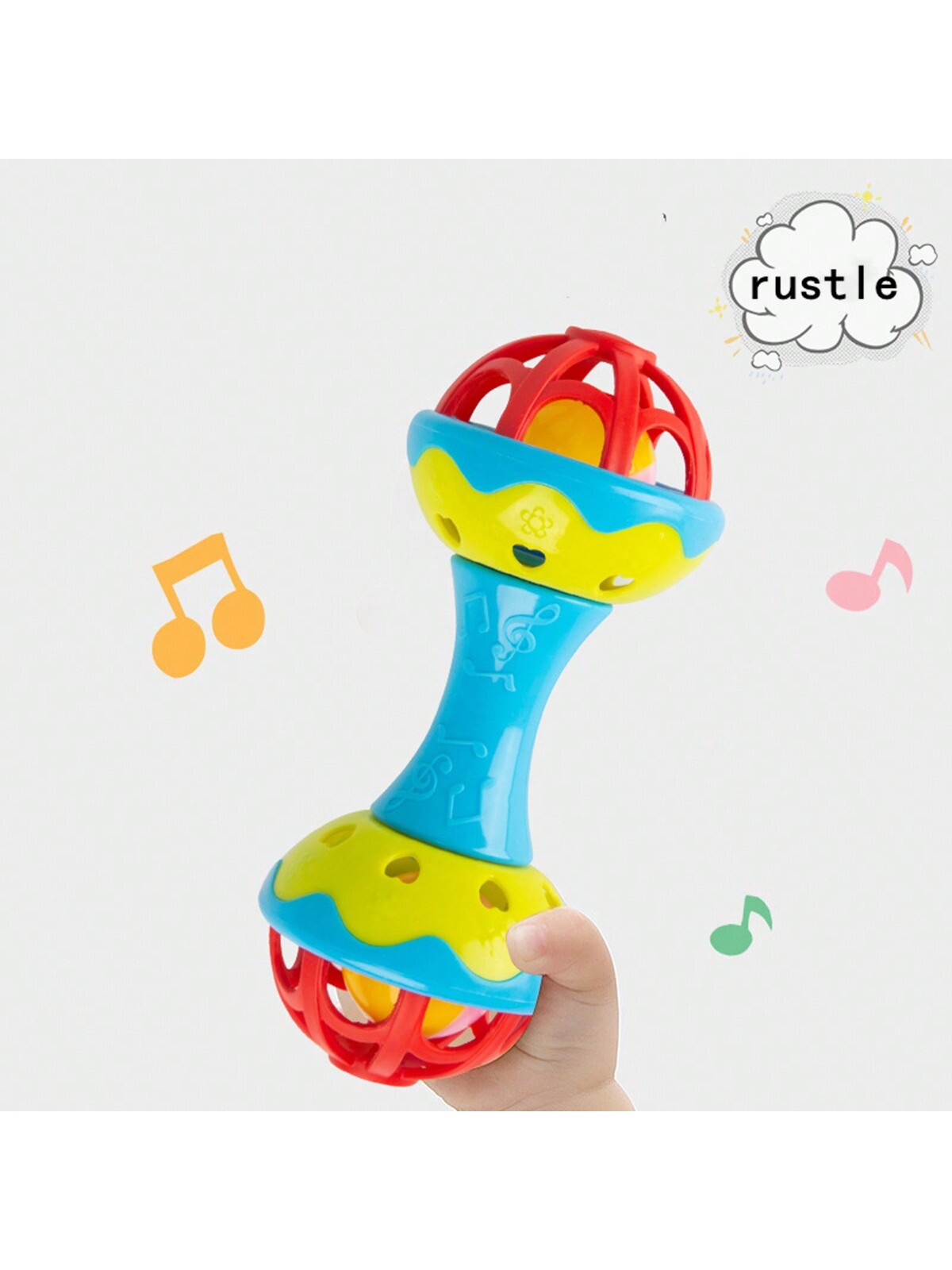 Random Color Baby Rattles, Toddler Double-Headed Hand Grip, Soothing Baby Nibbling Toys