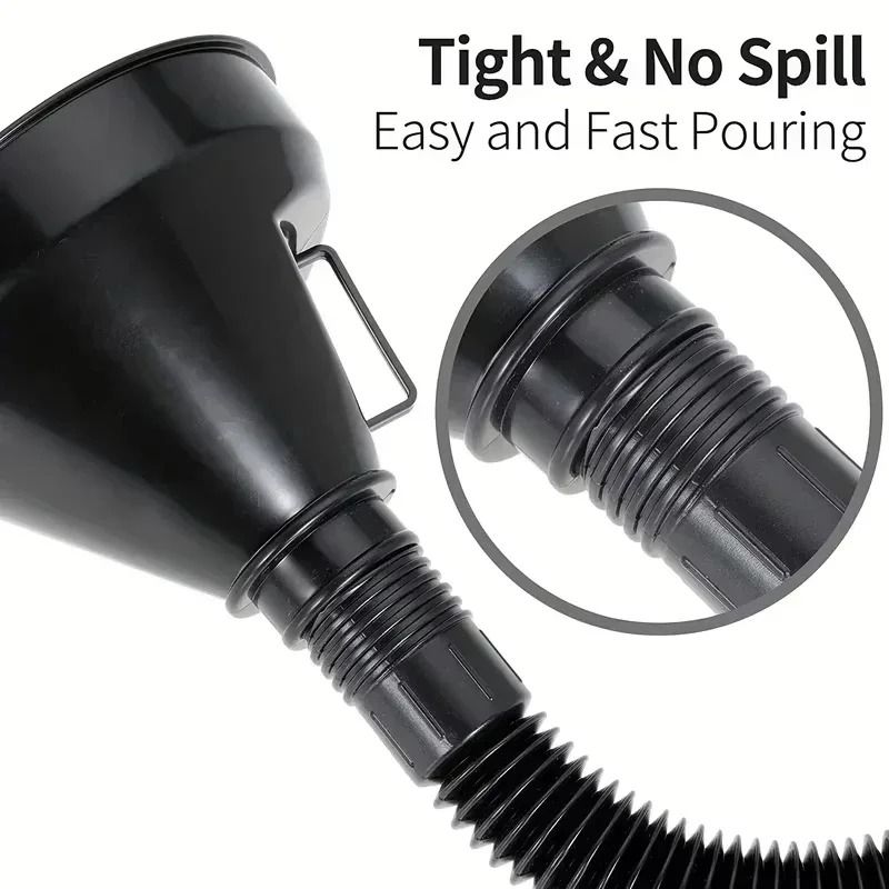 Flexible Automotive Fuel Funnel with Wide Mouth Spill Proof Design