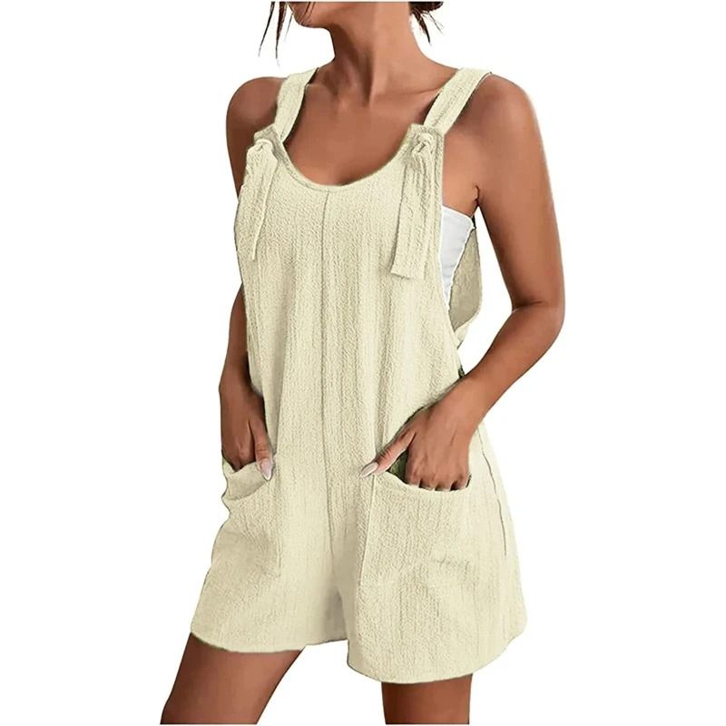 Women Summer Strappy Jumpsuit with Pockets Casual Loose Fit