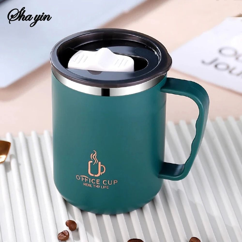 Stainless Steel Water Bottle Insulated Coffee Mug Double Wall Thermal Cup with Handle and Lid