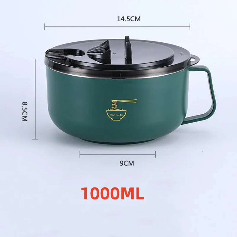 Stainless Steel Noodle Bowl with Lid Heat-Resistant Instant Noodles Cooker