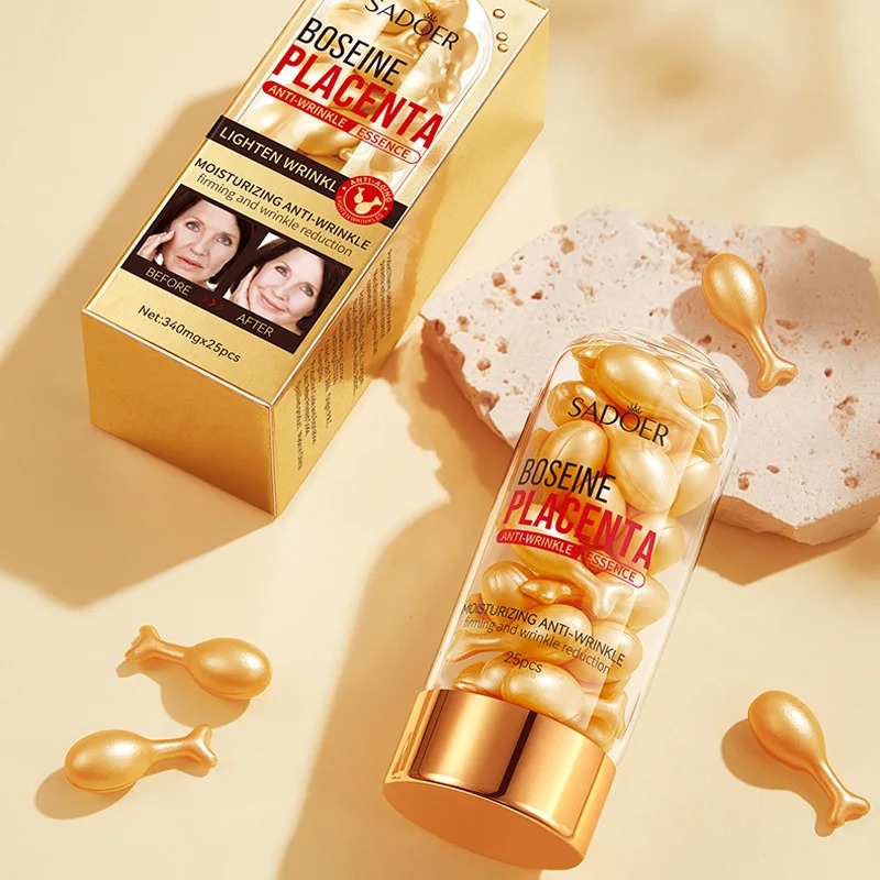 Placenta Capsules Serum Spot Acne Remover Whitening Face Serum, Anti Wrinkle Firming, Brighten Skin Care Cosmetics