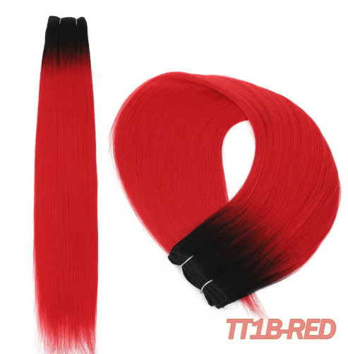32-Inch Ombre Straight Synthetic Hair Bundle, 200g High-Temperature Fiber (27/613, Brown, Grey, M618)