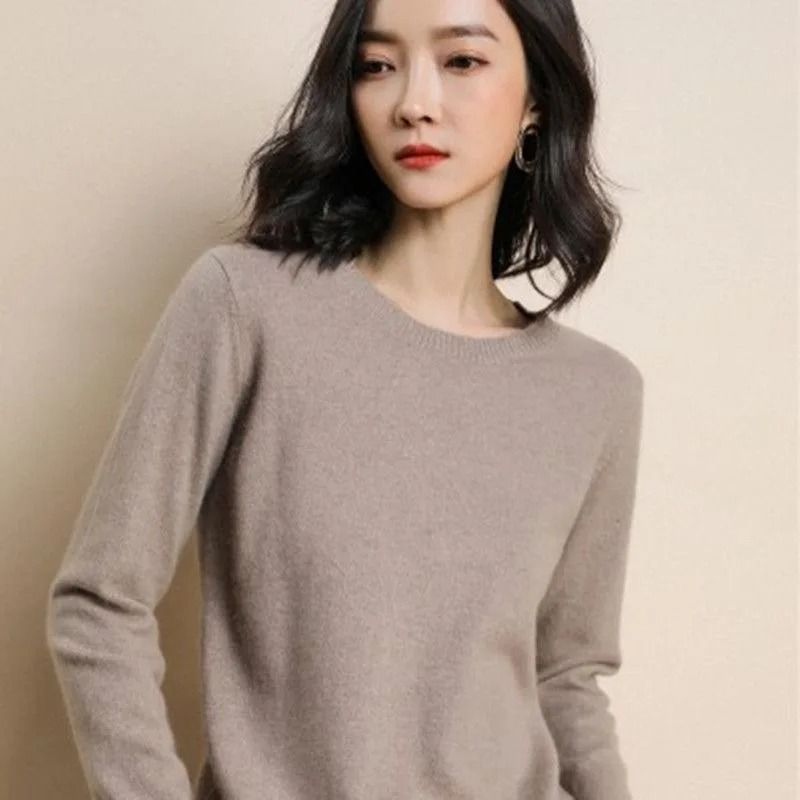 Women O Neck Knit Sweater Autumn Winter Casual Pullover Warm Jumper Korean Fashion Knitwear