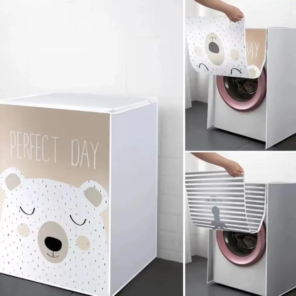 PEVA Waterproof Dustproof Washing Machine Cover – Thick Universal Fit Protector for Top/Front Load Washers with Pockets