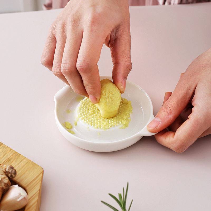 Ceramic Ginger Grater Tool Portable Porcelain Garlic Masher & Grinding Tool for Kitchen