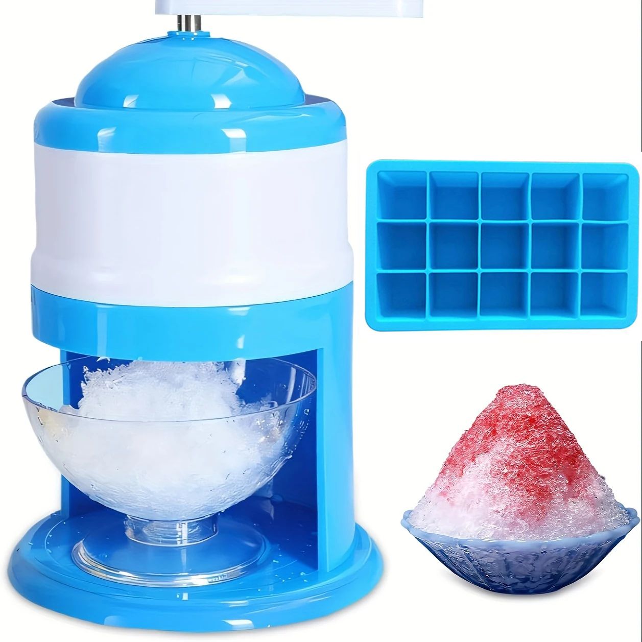Portable Manual Snow Cone Maker Hand Crank Shaved Ice Machine