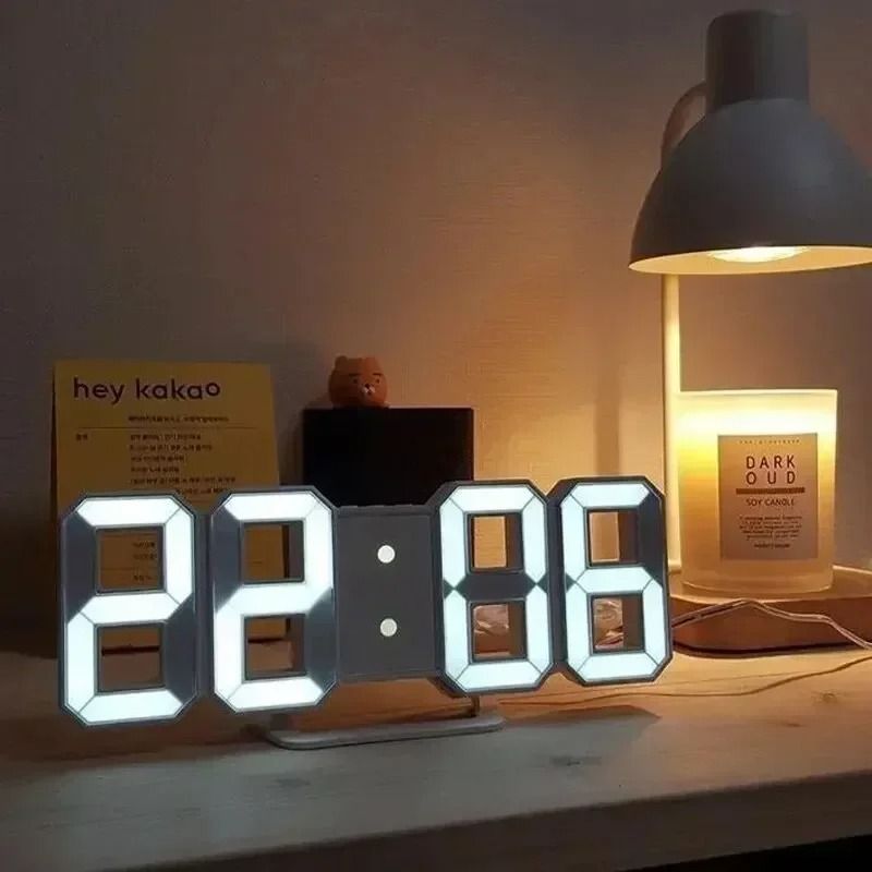 3D LED Digital Alarm Clock with Date and Temperature Display