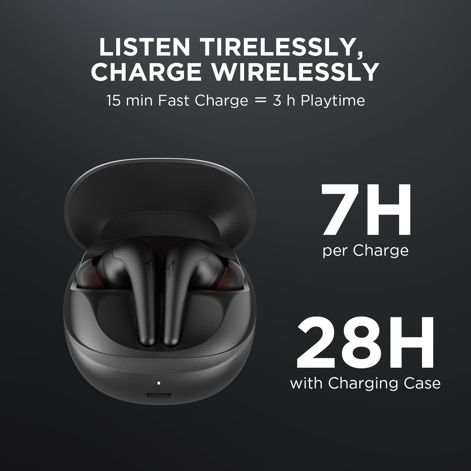 Noise Cancelling Bluetooth Earbuds with Clear Calls Wireless Charging and Extended Playtime