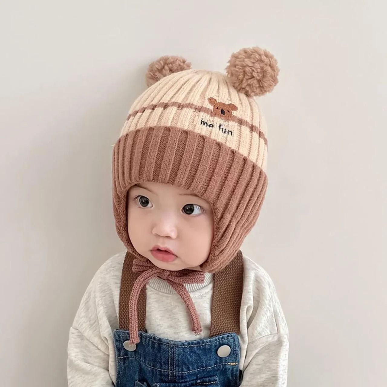 Cartoon-Kinetic Lacing Beanie – Premium Anti-Cold Knitted Hat for Toddlers