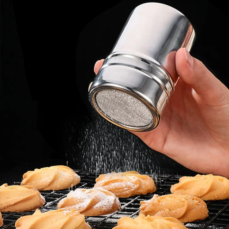 Stainless Steel Powder Sprinkler dust cover , Kitchen Powder Distributor, Cocoa Cinnamon Sugar Seasoning Bottles