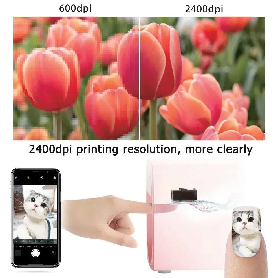Smart Nail Printer with 3D Wireless Nail Art and Ink Cartridge