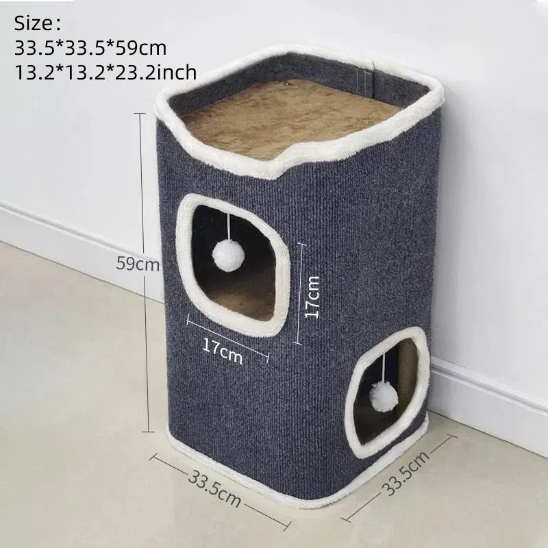 Luxury 3-Tiers Covered Cat Bed and Winter Pet Cave