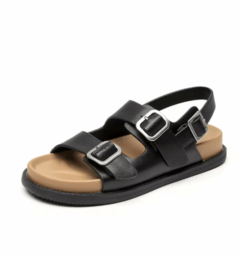 BeauToday Genuine Leather Ankle Buckle Sandals Handmade Low Heel Summer Shoes 38128