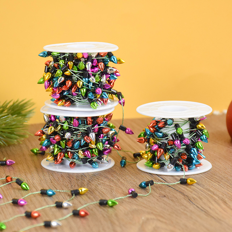 Colorful Bulbs String Garland for Xmas Tree Ornaments, Navidad Decorations, New Year Gift for DIY Dollhouse