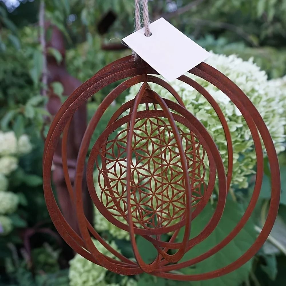 Rustic Metal Spiral Wind Spinner | Large 25-Inch Kinetic Weather Vane Handicraft for Window & Backyard Decor