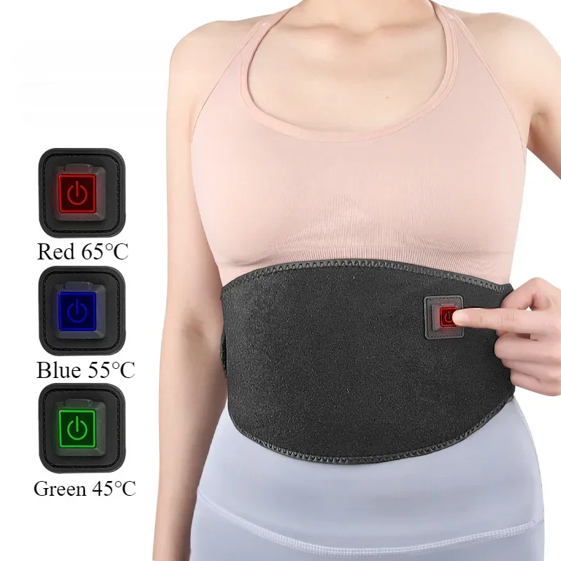 Lumbar Heating Pad with USB Charging, Electric Heated Waist Support Brace for Pain Relief