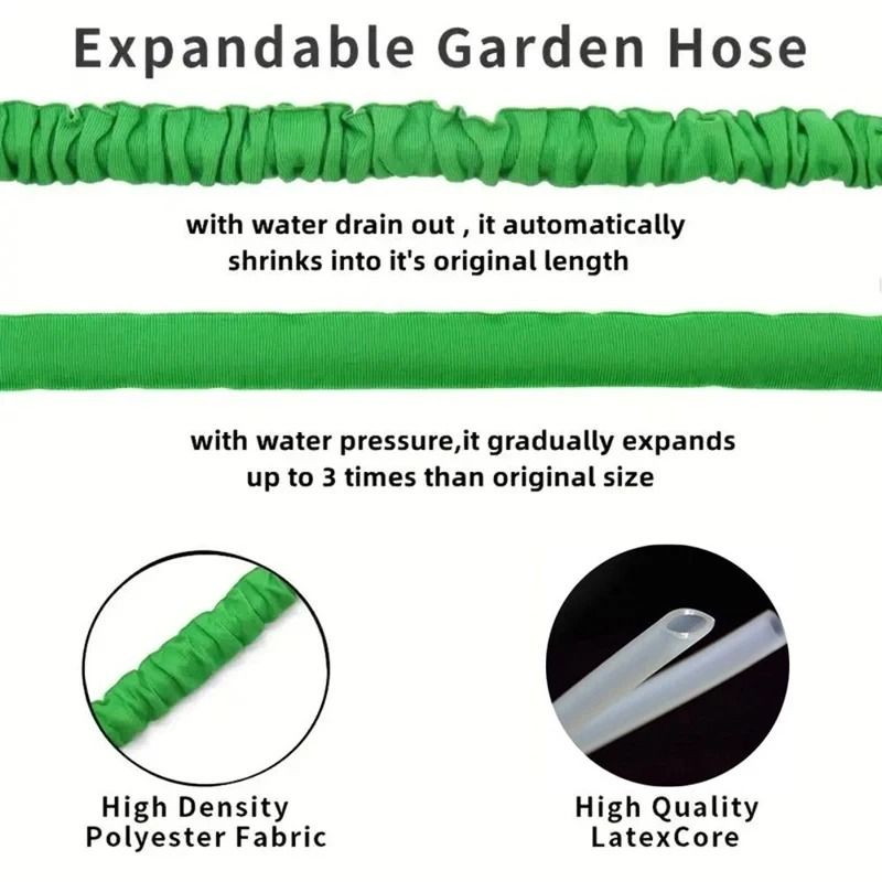 Expandable Garden Hose with High-Pressure Spray Nozzle and 7 Functions