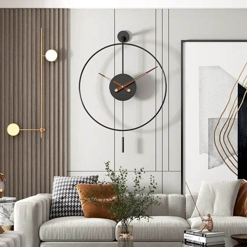 Modern Minimalist Swing Pendulum Wall Clock – Silent Decorative Metal Wall Clock for Living Room & Office
