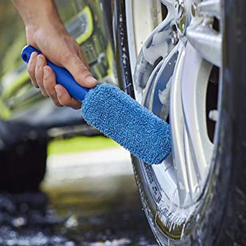 Microfiber Car Wheel Cleaning Brush – Soft Tire & Rim Wash Brush with Ergonomic Handle