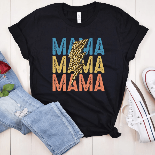 Leopard Mama Shirt Retro Vintage Mom Life Tee Cute Mothers Day Gift for Mom